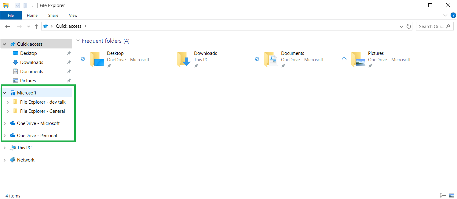 Esempio di elemento radice di sincronizzazione dei file in Esplora file