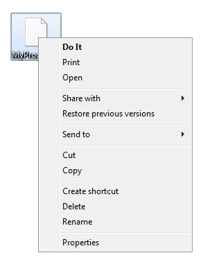 screenshot del menu di scelta rapida predefinito 