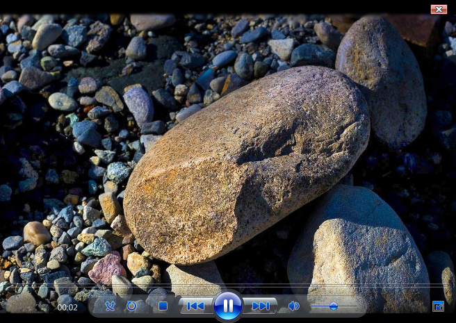 screenshot del lettore multimediale nella visualizzazione a schermo intero 