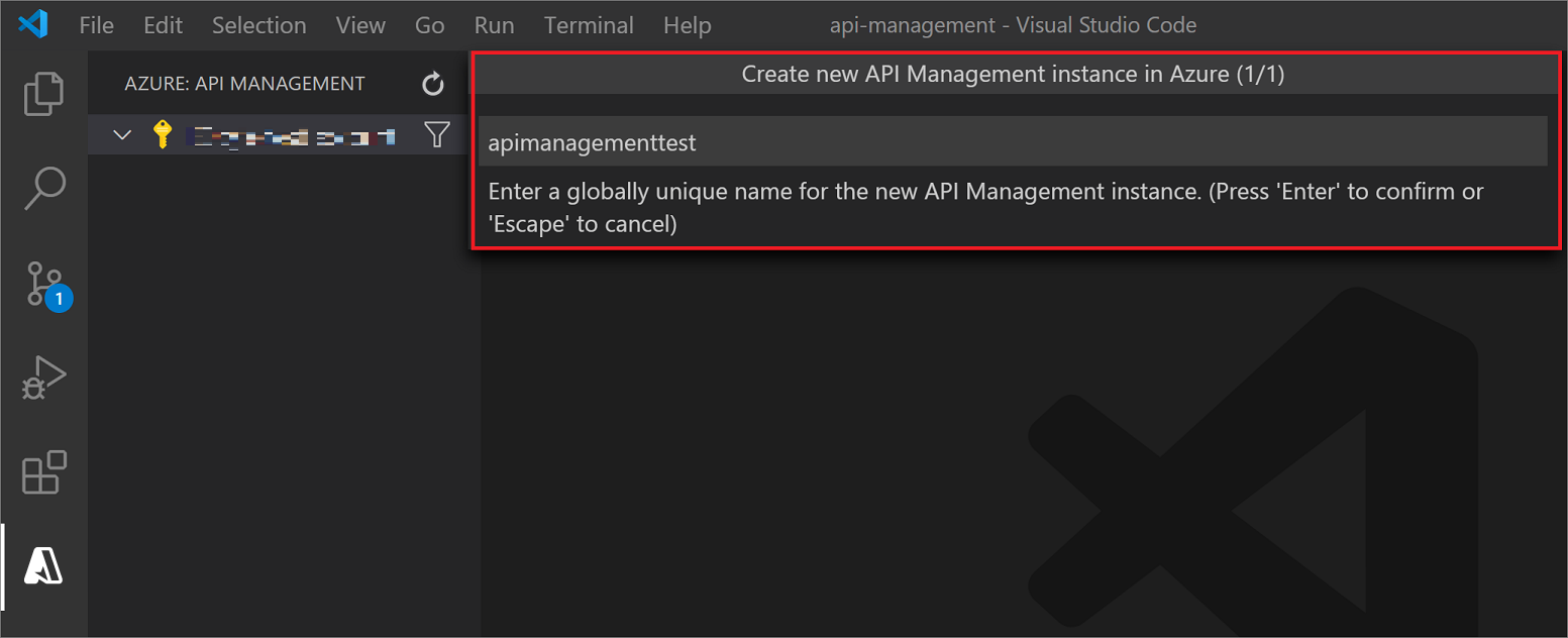 VS Code での API Management の作成ウィザード