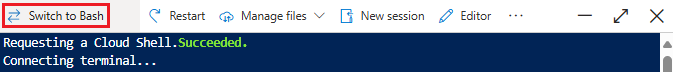 Bash と PowerShell を切り替えるボタンのスクリーンショット。