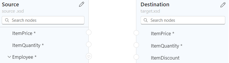 スクリーンショットには、例の条件シナリオのための Mapper 画面とデータ要素が示されています。