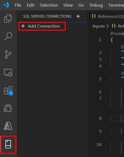 左側のパネルのスクリーンショットで、接続を追加オプションがハイライトされています。