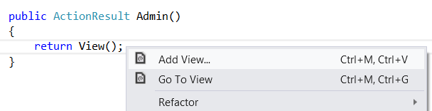 管理者ビュー メニューのスクリーンショット。ビューの追加とそのキーボード ショートカット Ctrl + M Ctrl + V が強調表示されています。
