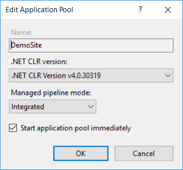 .NET CLR のバージョン一覧で .NET CLR v4.0.30319 を選択し、[OK] をクリックします。