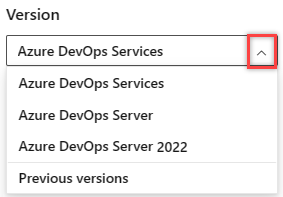 Azure DevOps コンテンツ バージョン セレクターからバージョンを選択。