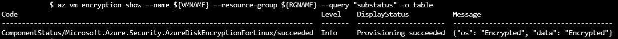 Azure CLI での全体的な暗号化状態
