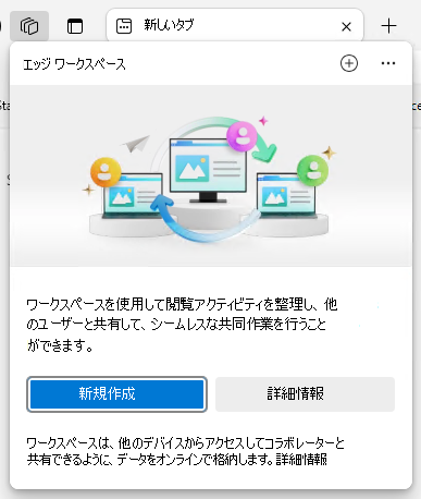 ユーザーが初めてワークスペースを開いたときのようこそ画面。