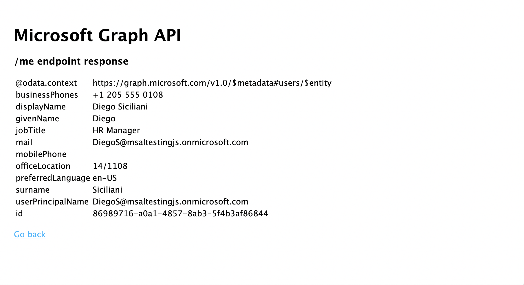 表示される Graph 呼び出し画面