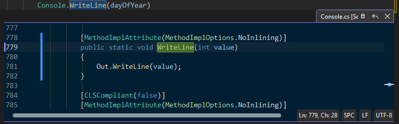 Visual Studio のピーク定義のスクリーンショットです。