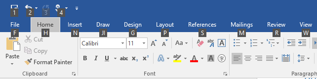 Microsoft Word の主要アクセスキー