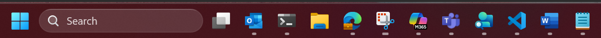 Windows タスク バーのスクリーンショット