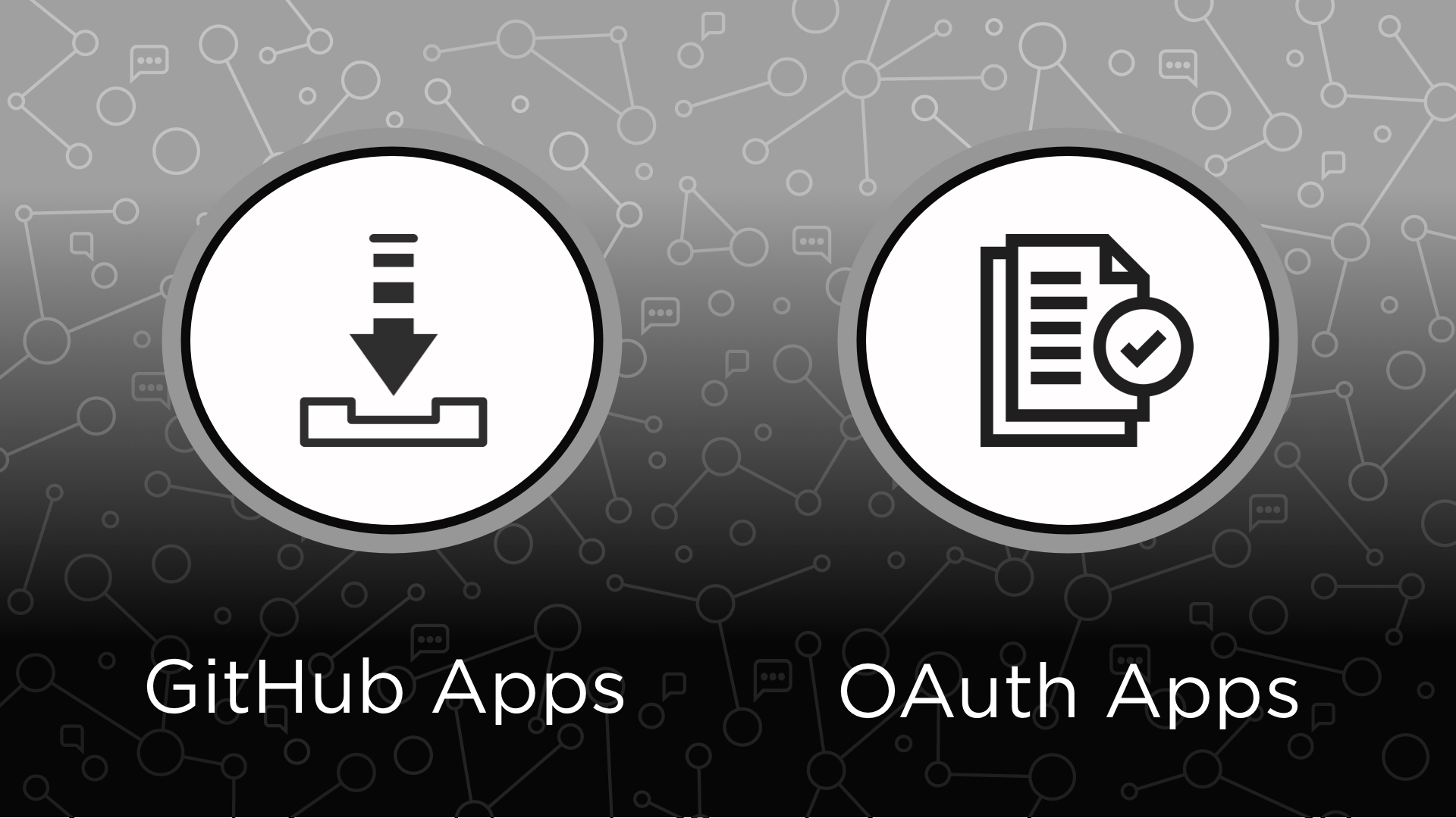 Bilde av et installasjonsikon og et godkjenningsikon for GitHub-apper og OAuth-apper.