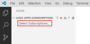 Schermopname van het deelvenster Azure, de sectie Logic Apps-verbruik en abonnementen selecteren die zijn geselecteerd om Azure-abonnementen te filteren.