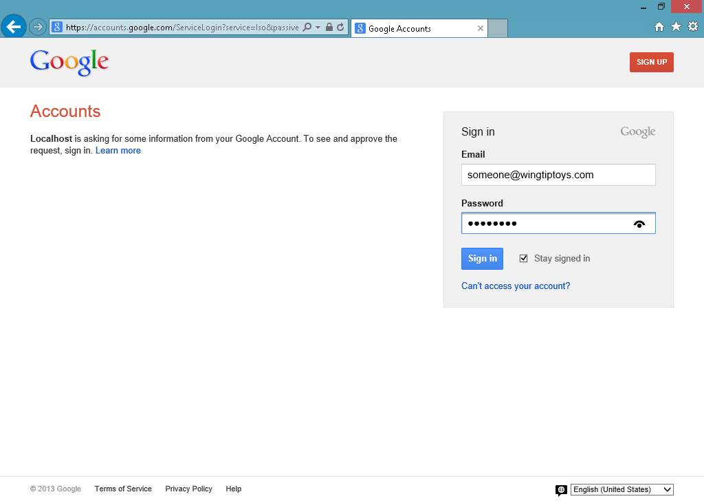 Afbeelding van de aanmeldingspagina van Google