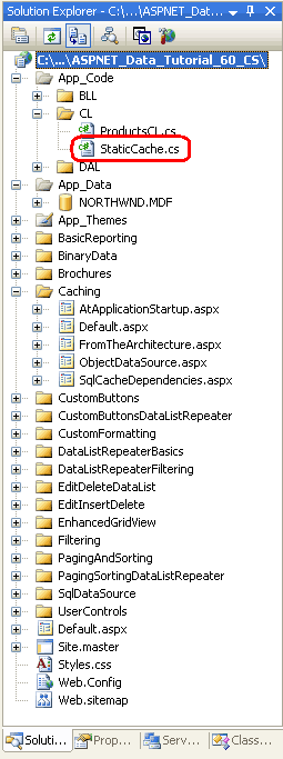 De StaticCache.cs-klasse maken in de map CL