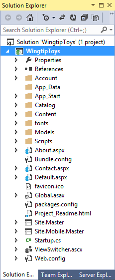 Het project maken - Solution Explorer