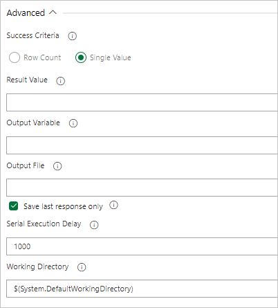 Schermopname waarin de query één waarde retourneert en de verwachte waarde instelt.