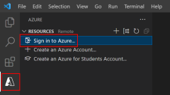 Schermopname die laat zien hoe Azure Tools eruitziet als u niet bent aangemeld.