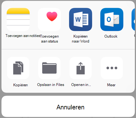 Gegevens delen: oude iOS-gebruikersinterface voor delen