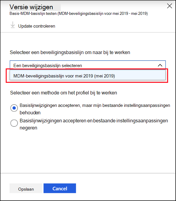 Selecteer een versie