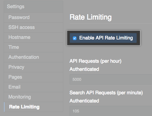 Schermopname van het instellen van de API-frequentielimieten in de beheerconsole.