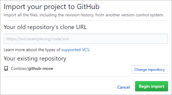 Schermopname van het hulpprogramma GitHub Migrator.