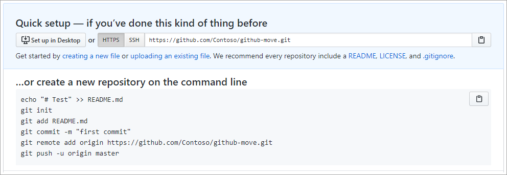 Schermopname van het importeren van code in een GitHub-opslagplaats.