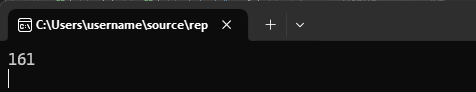 Schermopname van een consolevenster met de resultaten van een geheel getalberekening.