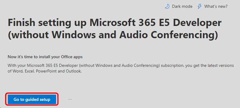 De begeleide installatie van Microsoft 365 Developer