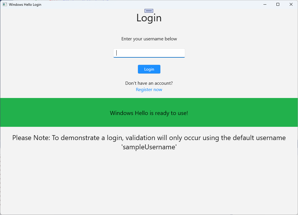 A schermopname van het Windows Hello aanmeldingsscherm met een gereede status