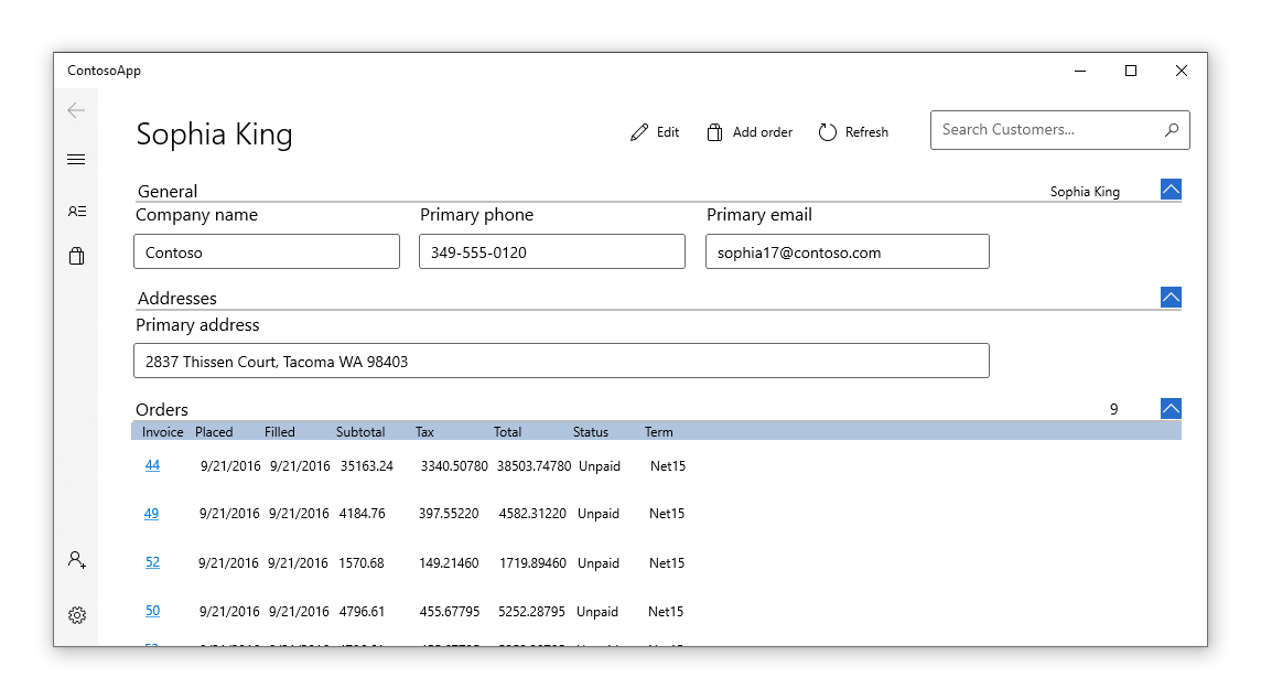 klantbestellingen database screenshot