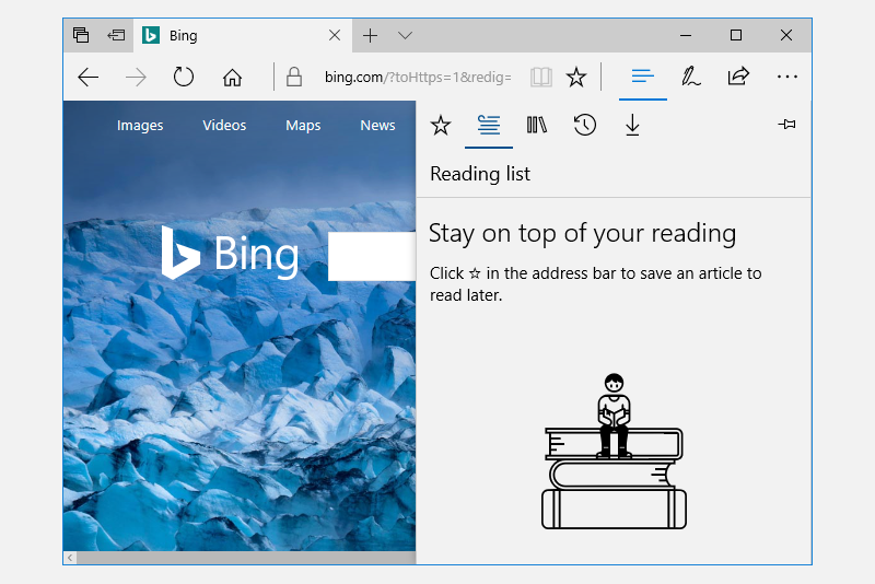 Voorbeeld van gesplitste weergave in Microsoft Edge