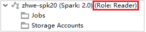 Klastry Spark usługi HDInsight w czytniku ról w usłudze Azure Explorer.