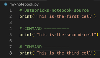 Plik kodu Pythona sformatowany jako notebook Databricks1