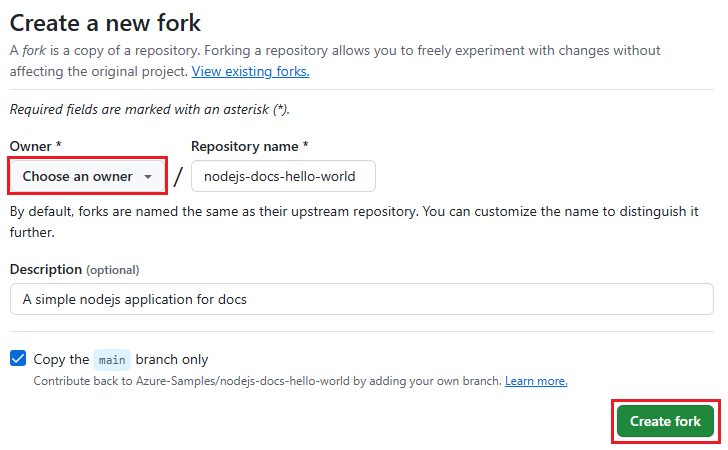Zrzut ekranu tworzenia forka w GitHub. 