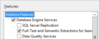 zrzut ekranu przedstawiający funkcje programu SQL Server.