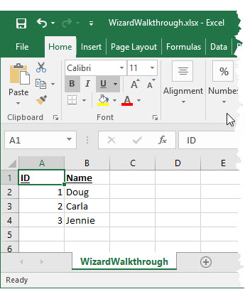 Źródłowe dane programu Excel