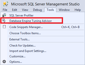 Zrzut ekranu przedstawiający uruchamianie usługi DTA z programu SSMS.