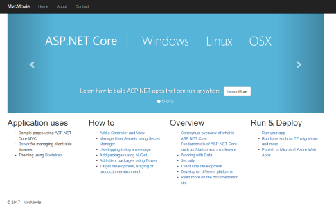 strona internetowa ASP.NET Core uruchamiana z lokalnego hosta w kontenerze