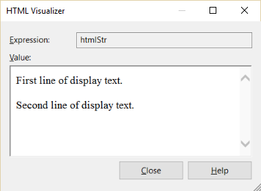 Zrzut ekranu wizualizatora ciągów HTML.
