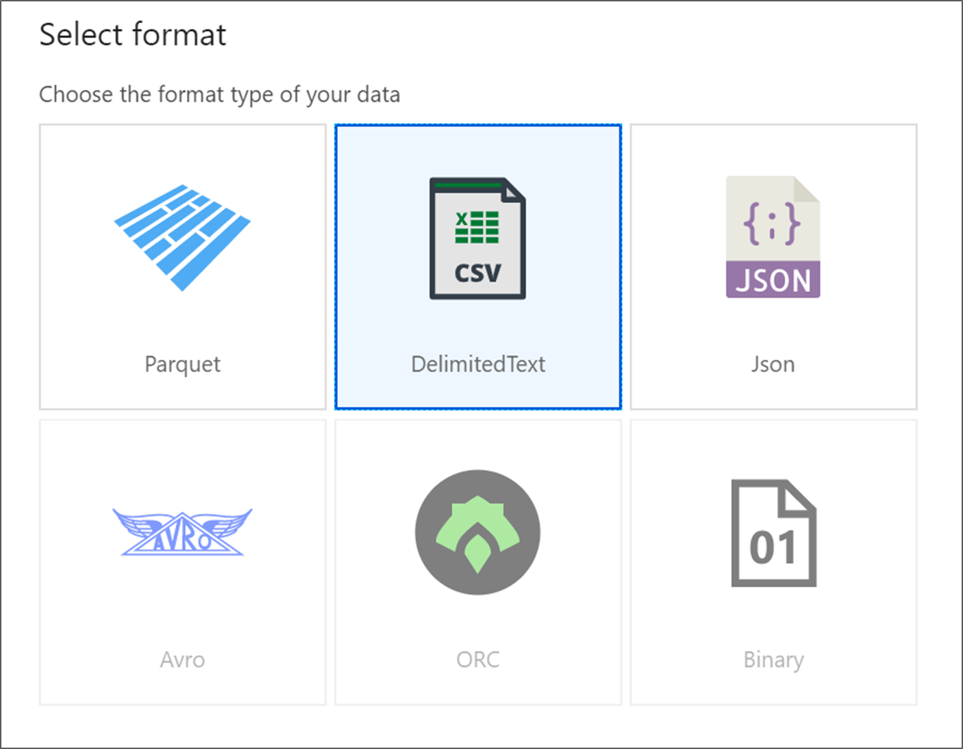 Captura de tela que mostra o tile do DelimitedText.