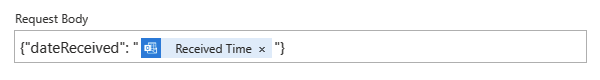 A captura de tela mostra um fluxo de trabalho de consumo e um exemplo do corpo da solicitação que converte o objeto de contexto em uma string.