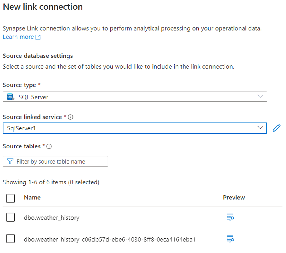Captura de tela que mostra como criar uma conexão de link de uma instância do Servidor SQL do Azure 2022.