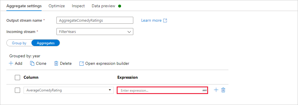 Configurações de agregação 2
