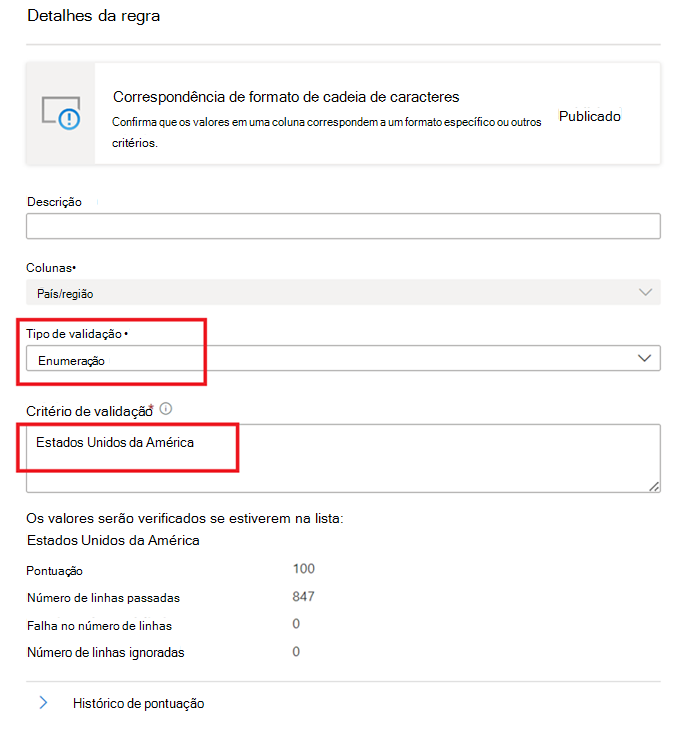 Captura de tela do menu para criar uma nova regra de enumeração.