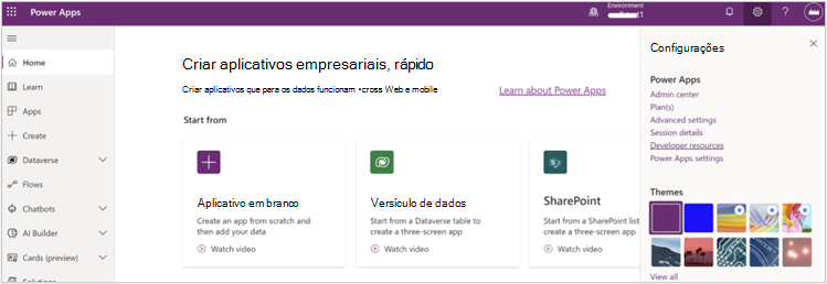 Captura de tela que mostra como encontrar recursos para desenvolvedores para registrar a fonte de dados.