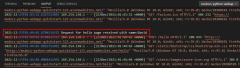 Uma captura de tela de um exemplo do streaming de logs na Janela de Saída do VS Code.