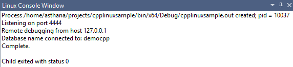 Captura de tela da saída do Console do Linux.