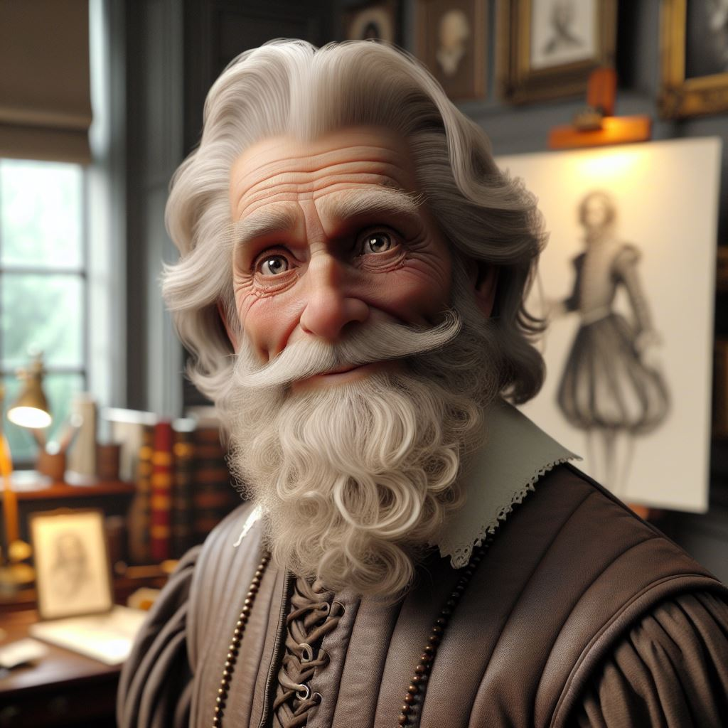 Uma imagem gerada por IA de Leonardo Da Vinci usada no aplicativo complementar para conversar com personagens históricos.